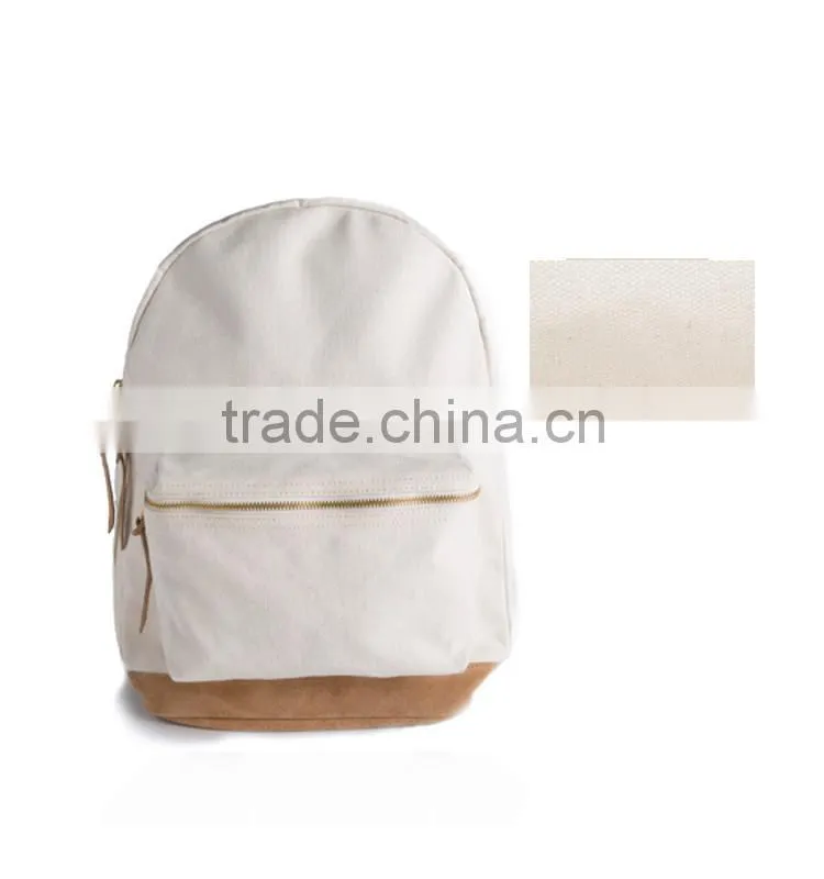high quality blank canvas backpack/wholesale white backpack/canvas school backpack