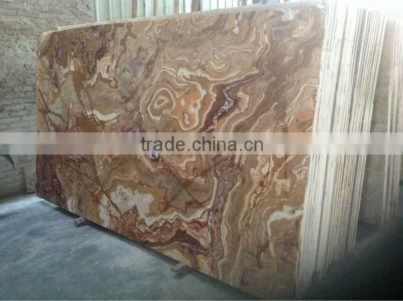 Cheap tiger flower brown onyx marble tile slab