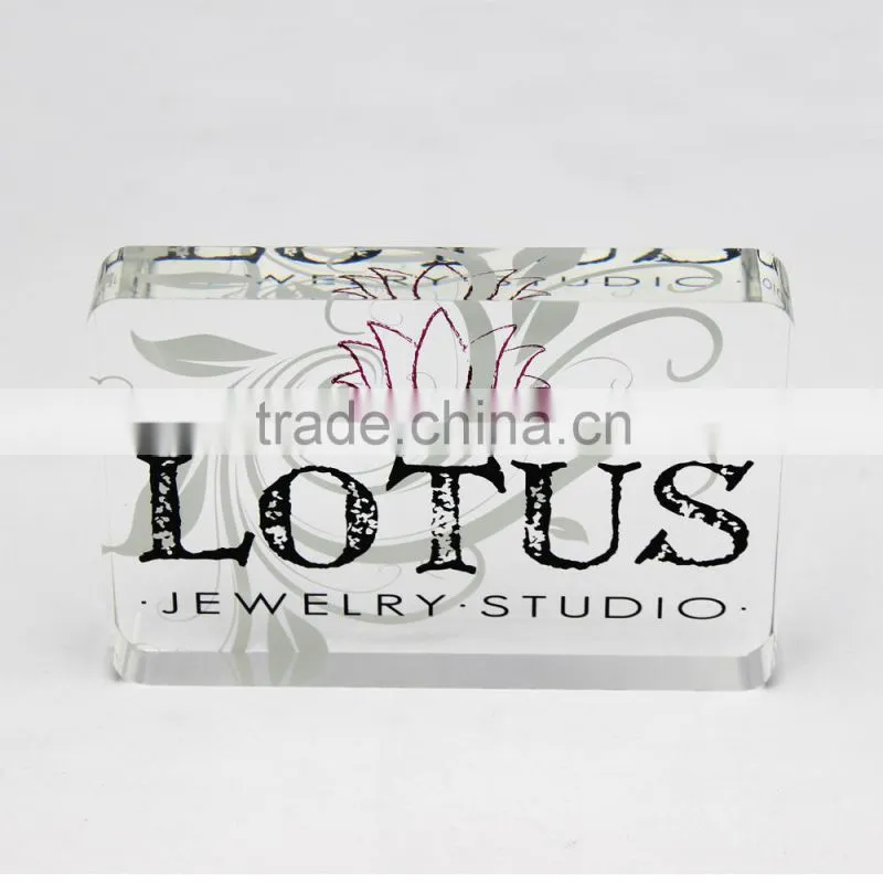 Acrylic logo block custom silk printing cheap items to sell