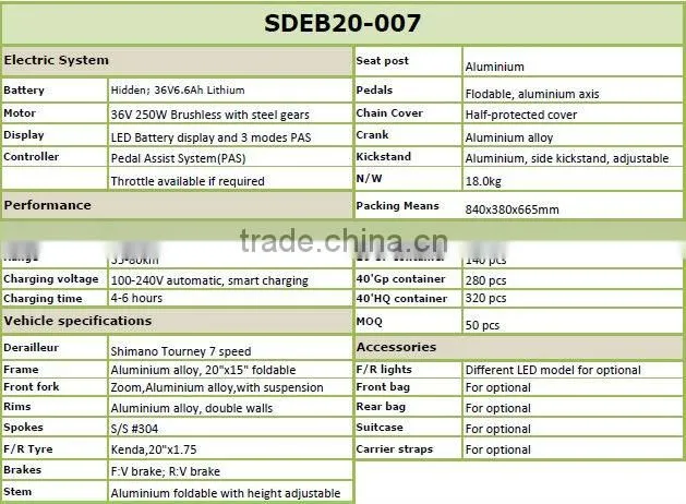 500w rear hub motor hiddle aluminium electric bike