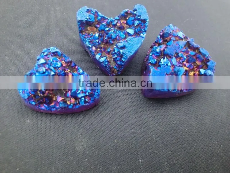 Natural Jewelry accessory agate White Druzy Heart Shape Pendant Loose Stone