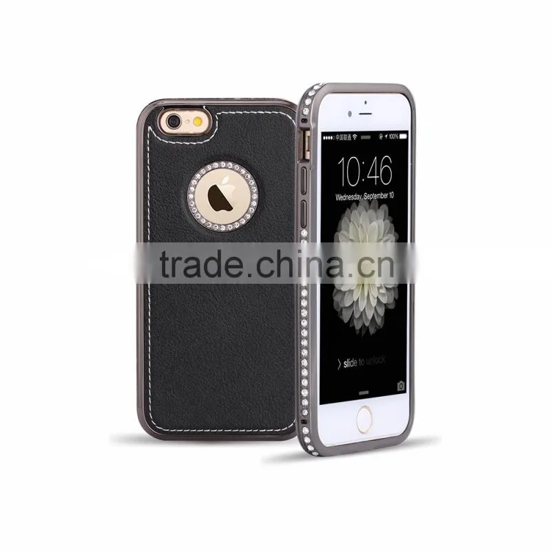 PU Leather and Diamond Metal Phone Cases for iPhone6/6plus
