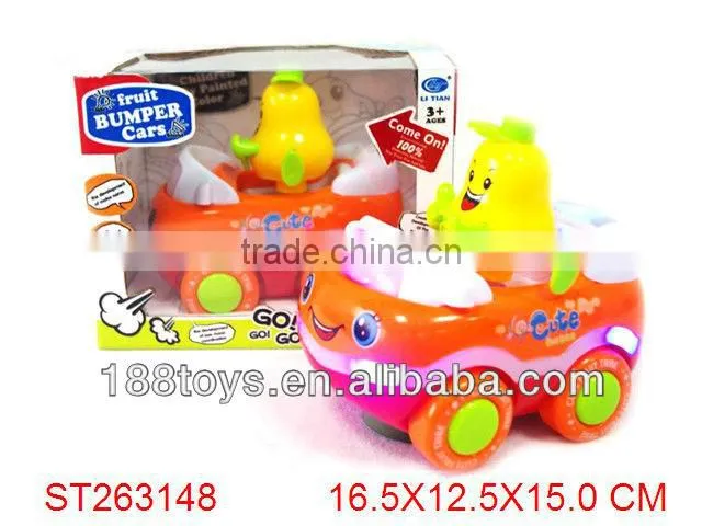 Cartoon B/O car with lights & music,funny fruit bumper car