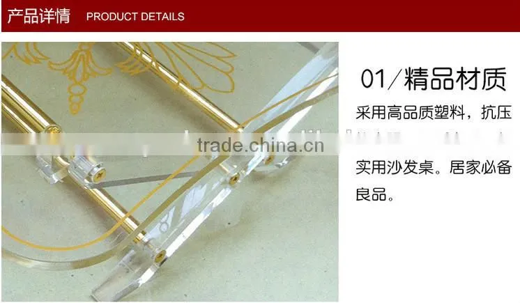 folding clear acrylic coffee table made by acrylic material with printing logo surface