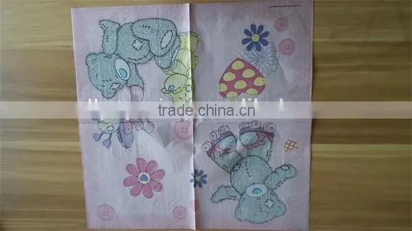 2016 hight quality 33*33cm 18gsm 1/4 fold decorative paper napkins