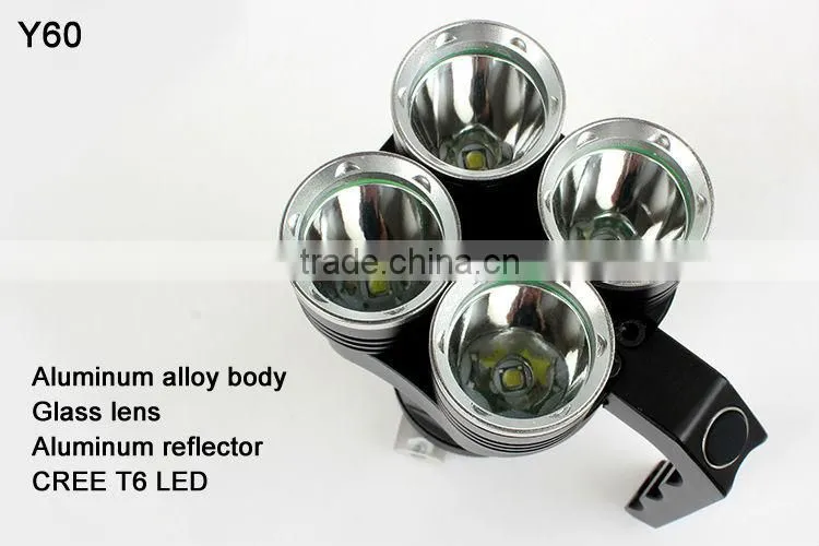 GOREAD Y60 High bright black aluminum rechargeable T6 flashlight 4*LED 4 mode 40W search products
