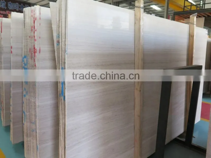 Chinese white wood veined marble slab