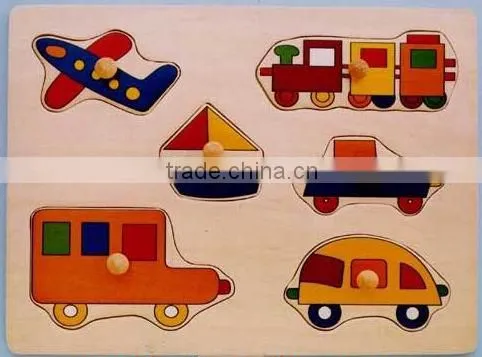 Hot selling educational wooden toys vehicle puzzle