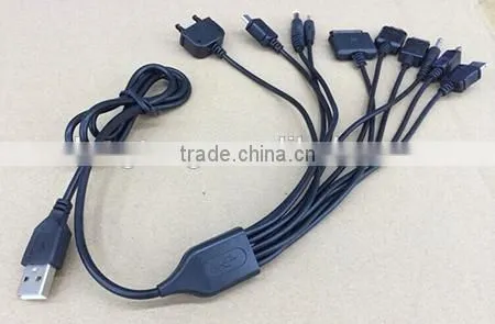 cheap customized pantone color multiple USB port charging cable, 10 in 1 multiple charging cable for smartphone