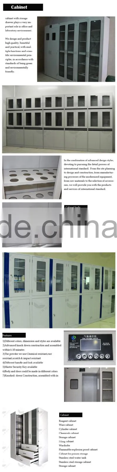 Acid and alkali resistant Laboratory Equipment Chemical steel and wood steel and wood filling cabinet
