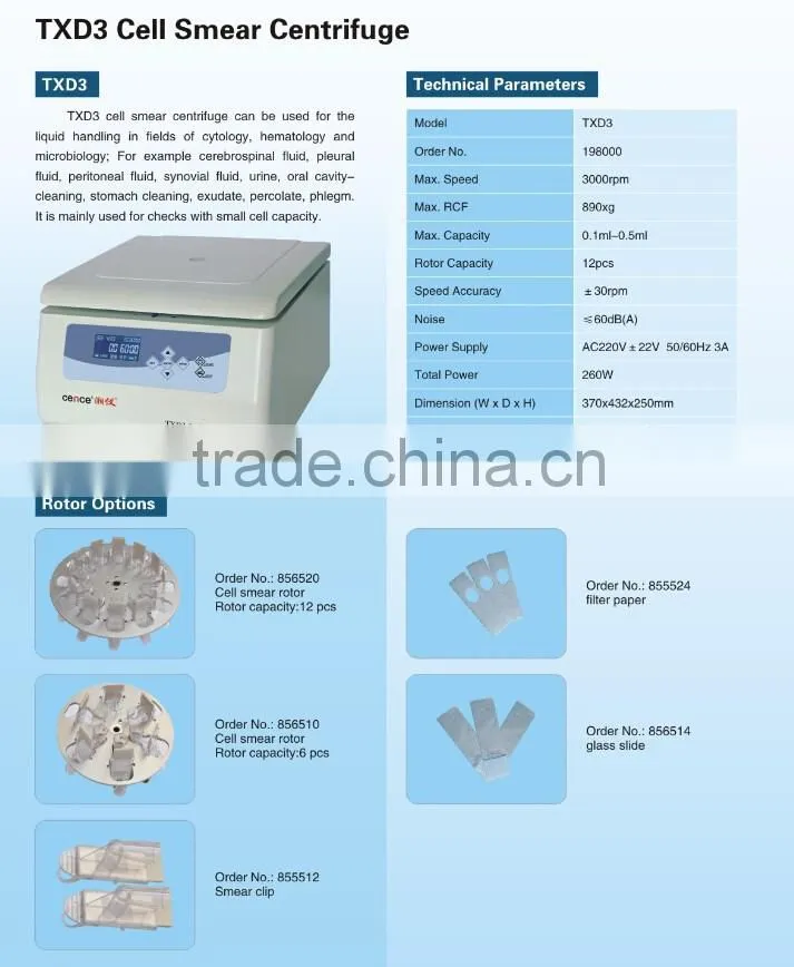 TXD3 Cell Smear Centrifuge