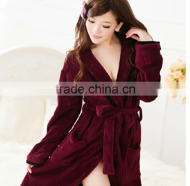 Factory wholesale luaury cotton sexy women bathrobe