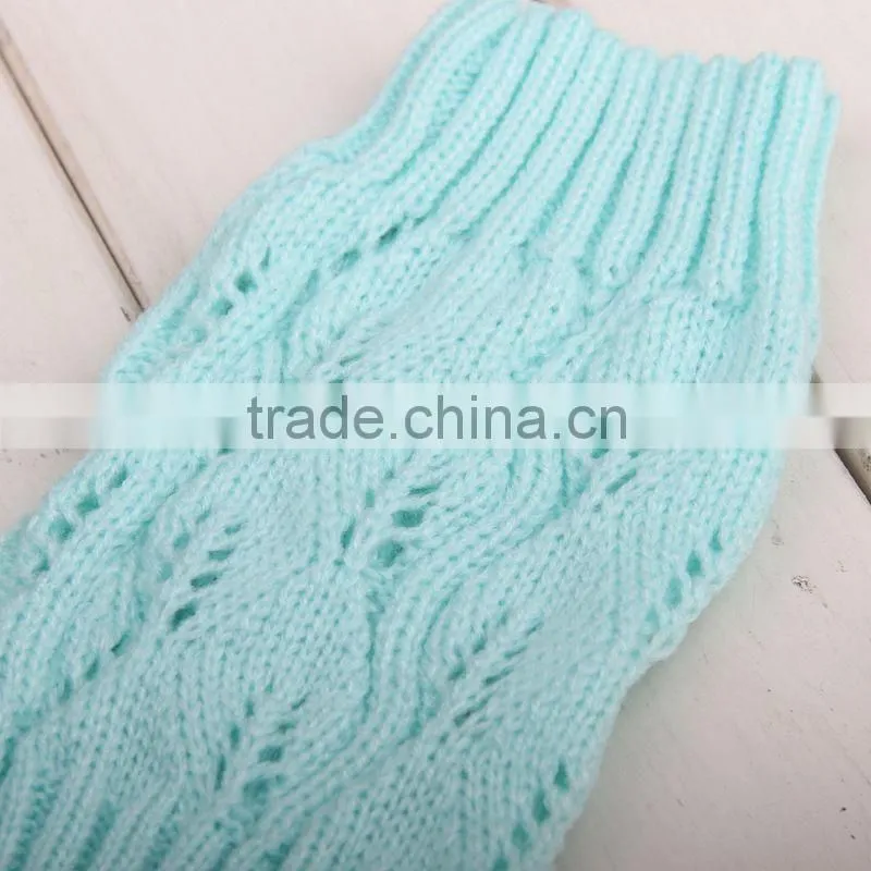 Lovely Leaves Mint Color Boot Socks Hollow Diamond Acrylic Knit Lace Boots Socks