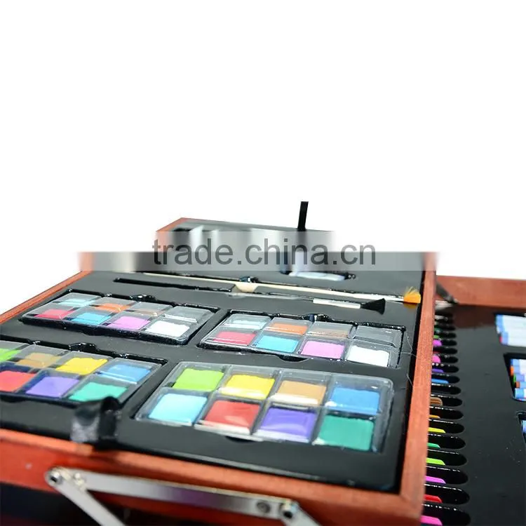 double layer big wooden box art set 146pcs gift art set in wooden case