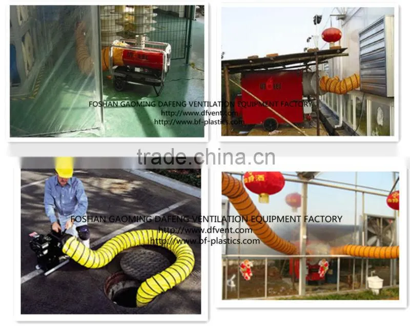 yellow pvc ventilating blower ducting