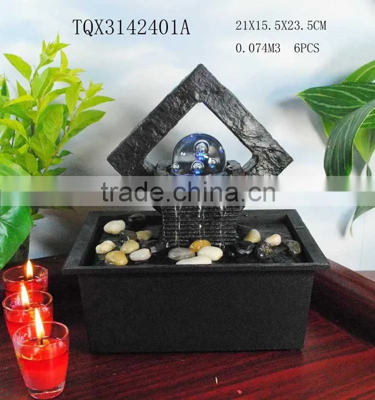Tabletop Polyresin Stone Water Fountain with Rolling Ball
