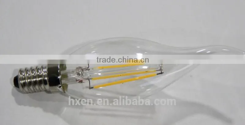Full glass 400lm 4W E14 led filament candle bulb