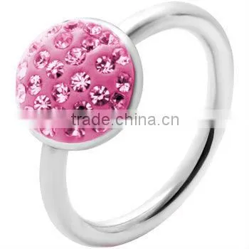 16 Gauge 3/8" Red Heart Crystal Ice Captive Belly Ring