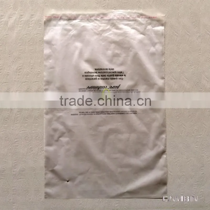 Hangzhou factory transparent PE self-adhesive packaging plastic bag for cashmere sweater