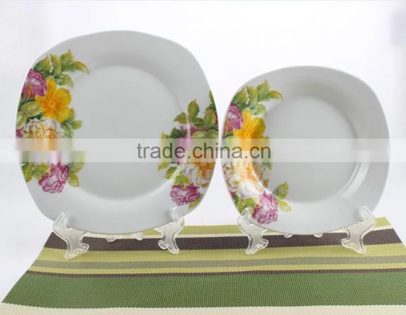 Mexican style Square shape porcelain dinnerware ceramic dinner set