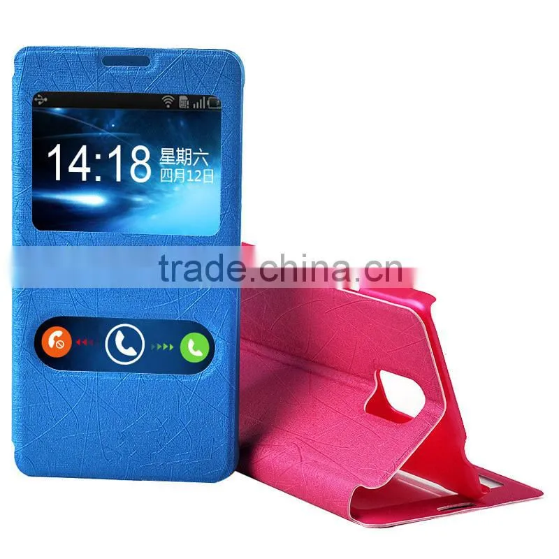 2014 new products ultra thin two windows pu leather case for samsung galaxy note 4 n9100, mobile phone note 4 case D0154