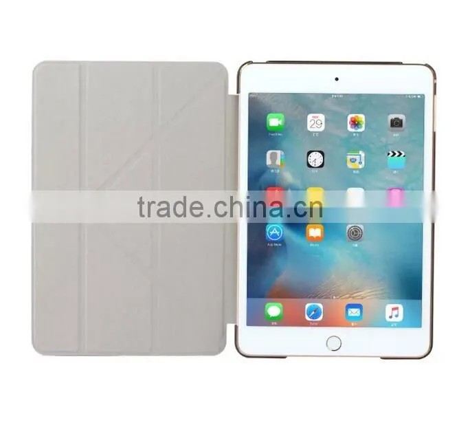 Silk Pattern Bling PU Leather Transformer Foldable Cover For iPad Mini 4