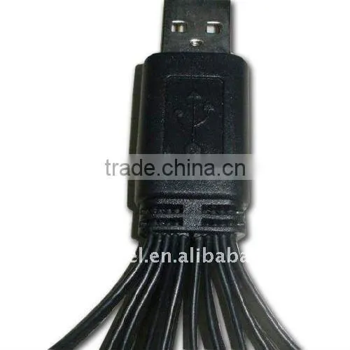 10 in 1 Universal USB Charger Cable Car charger& Travel charger for mobile phone, MP3 MP4