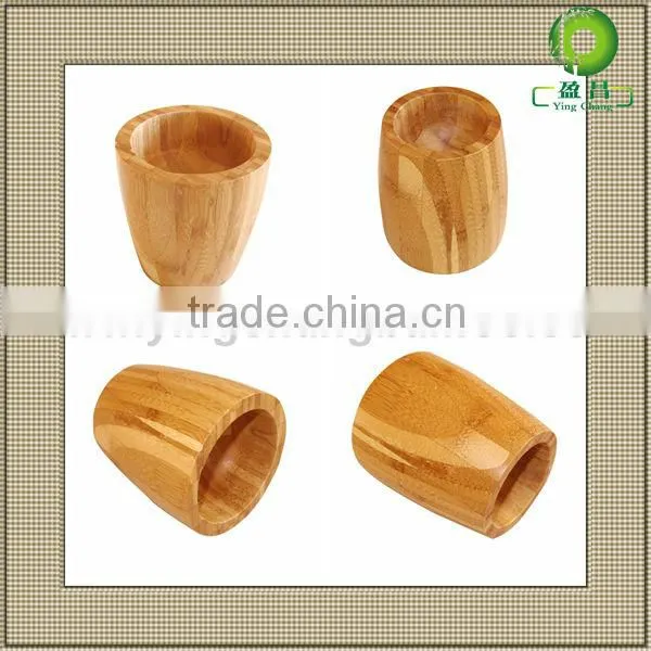 Bamboo woood engraved mortar and pestle