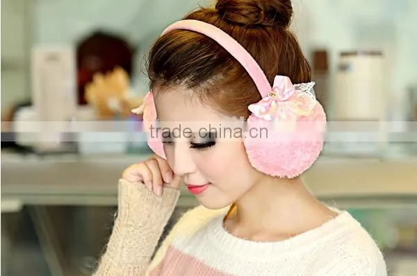 winter fur earmuff with lace