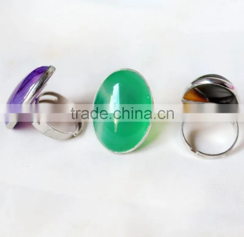 Natural agate chalcedony gem ring