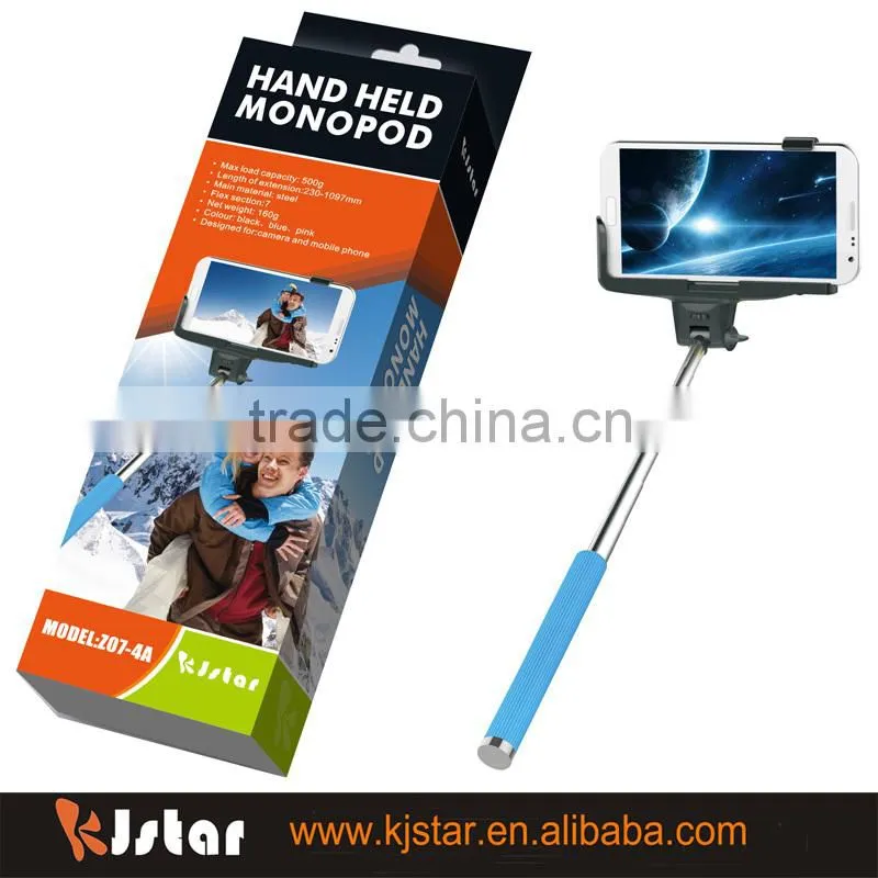 2014 factory wholesale kjstar monopod stick with smart phone holder excellent quality Z07-4A