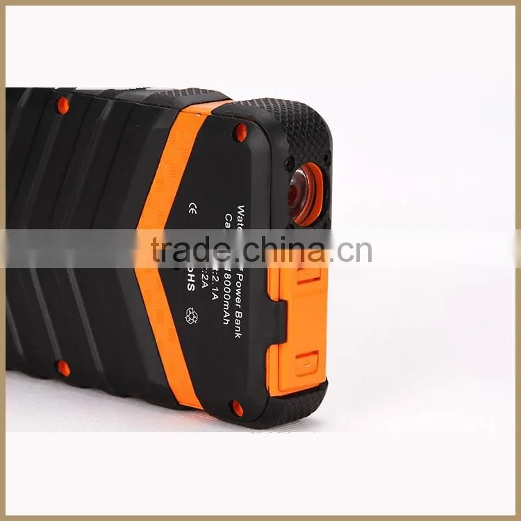 2016 Wholesale Water Proof Shock Proof Dust Proof Multicapacity Power Bank 18000mAh With Flashlight