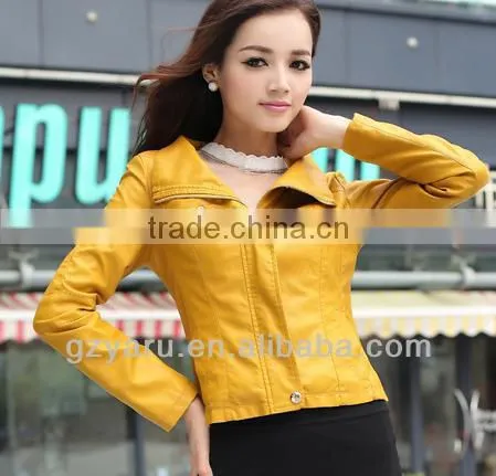 European fashion women casual short pu motorcycle jacket