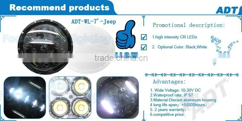 7'' High/Low Beam H4/HB2/9003 LED Head Light, Complex Reflector Optics Design LED Headlamp, Car LED Headlight for Wrangler CJ TJ