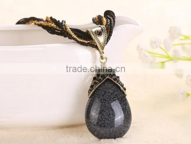 New Fashion Women Long Bib Crystal Pendant Vintage Statement Necklace Jewelry
