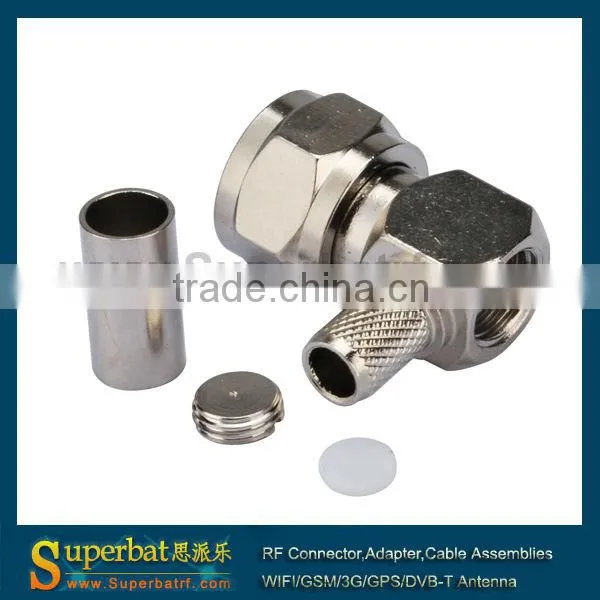 F Crimp Plug Coax connector Right Angle for LMR195 f connector