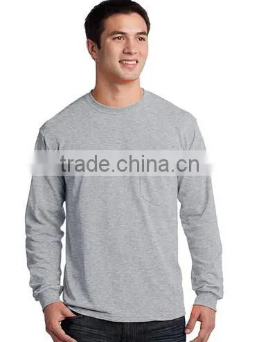 men's pocket design casual bulk long sleeve t-shirts