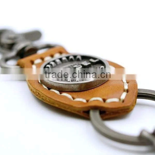 custom 3D logo authentic leather key chain with snap hook