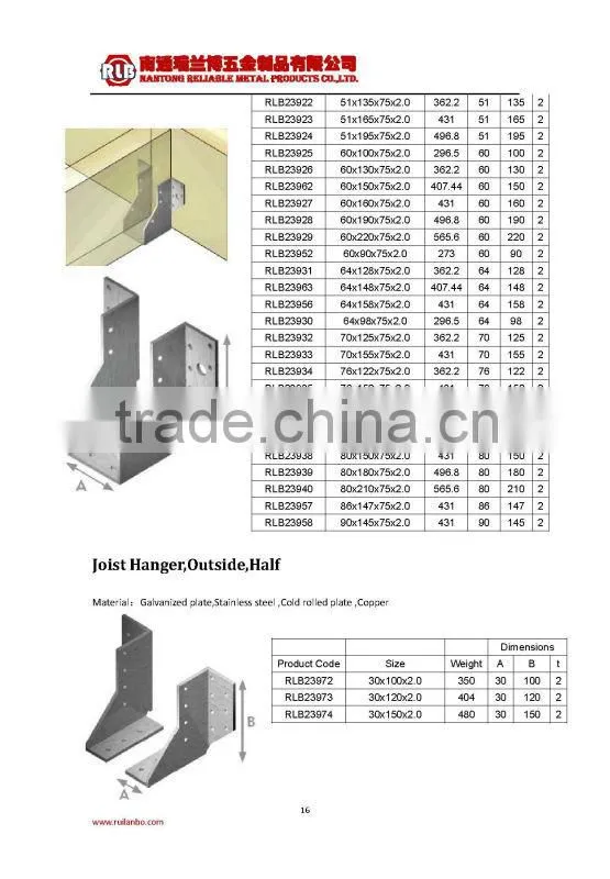 Joist Hanger wood metal connector timber connector