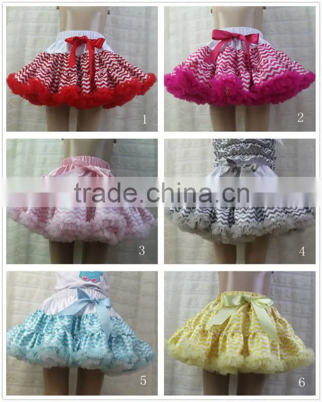 2013 Latest Skirt Design Mint with Lime Chevron Pettiskirt for Baby Girls