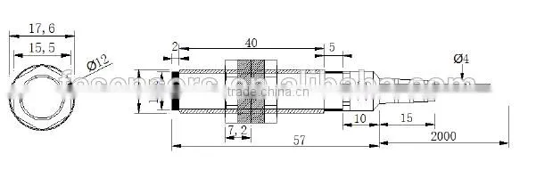 5M detection 12-24V dc M12 tubular Diffuse reflective photoelectric sensor with CE