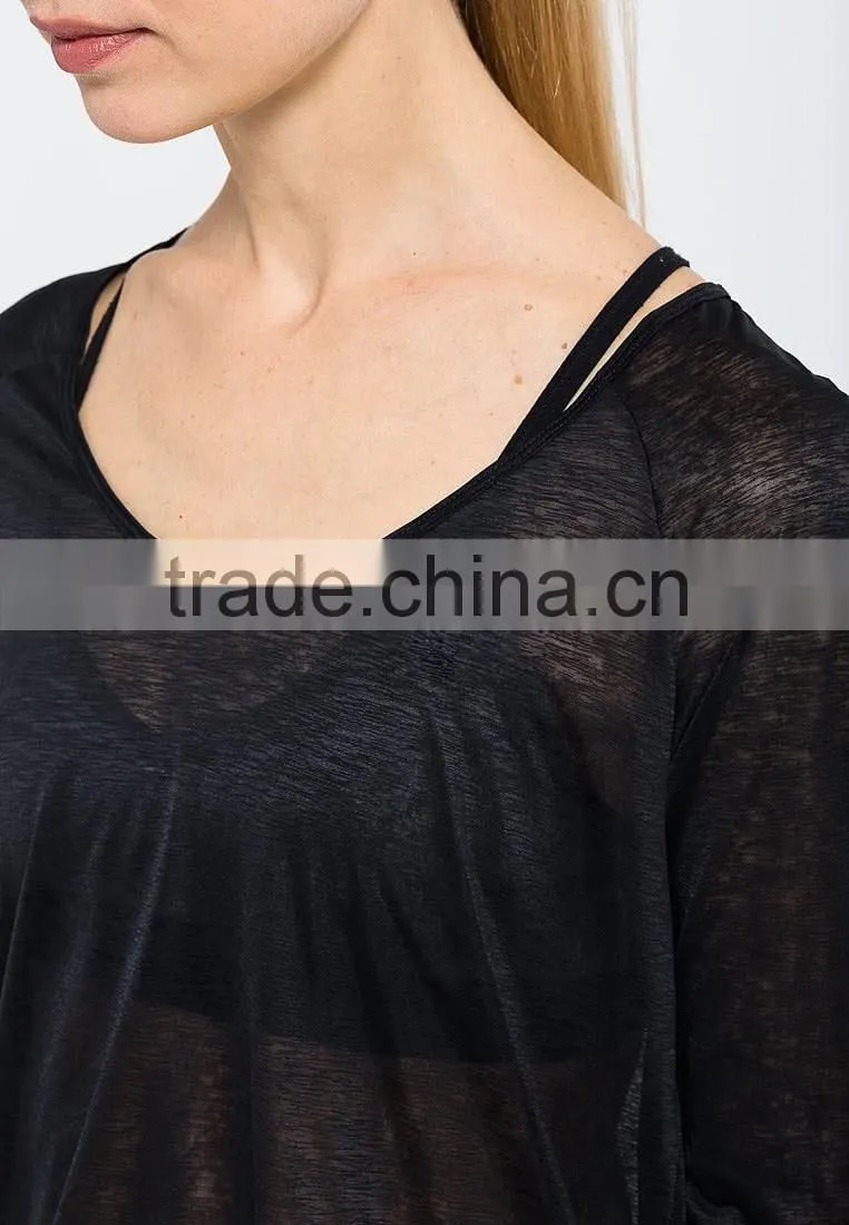 Ramax Custom Women Crew Neck 3/4 Sleeve Semi-sheer Running T Shirt
