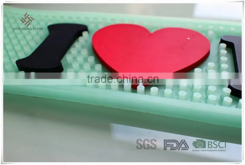 Save 10% rectangle soft pvc noctilucence bar mat, custom bar spill mat