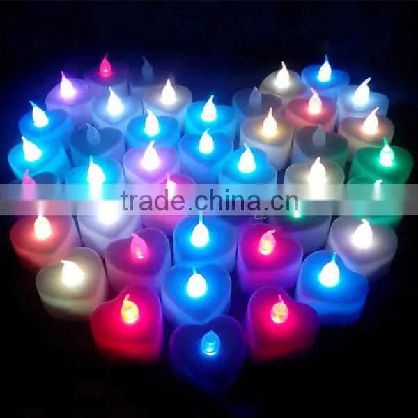 24Pcs / Box 7 Color rechargeable Heart Shaped Tea Light Candle