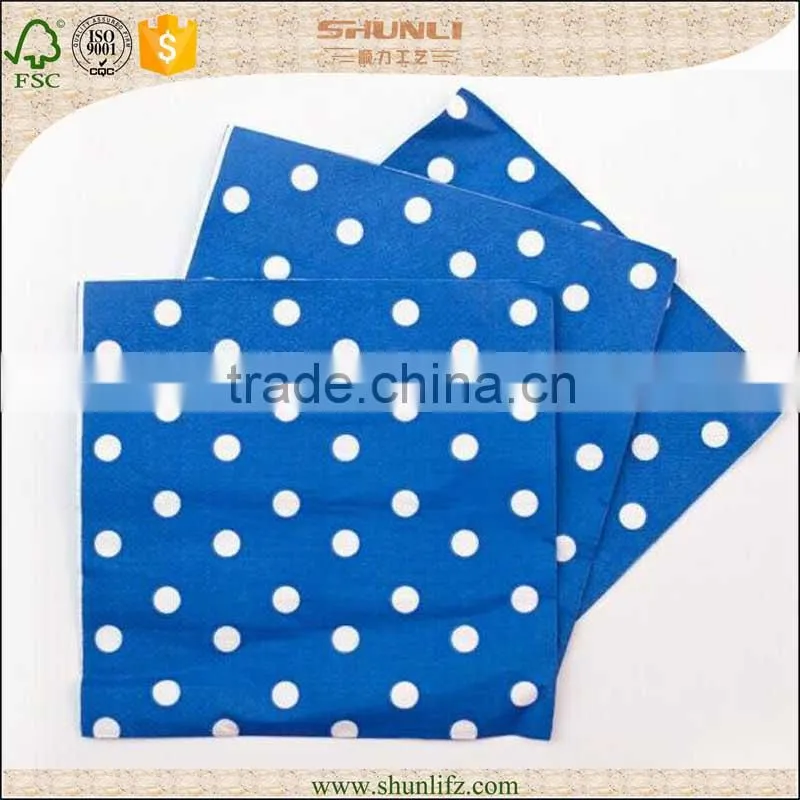 disposable blue square dot party paper napkin with OEM