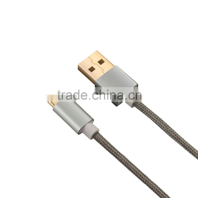 Silver USB Type C USB-C cable, USB2.0 Type-C data charging for New Macbook ,3.1A Max charging speed