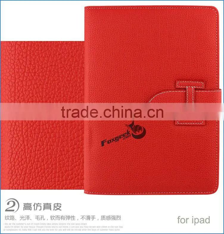 hot selling new design leather cover case with handle for ipad air/air 2 with Sleep/wake up function