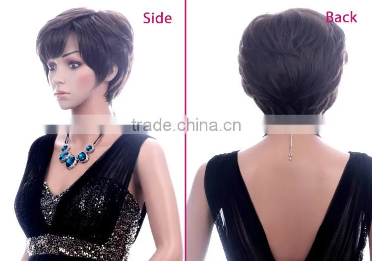 China wig supplier synthetic lady bobo wig short hair lace wig silk top