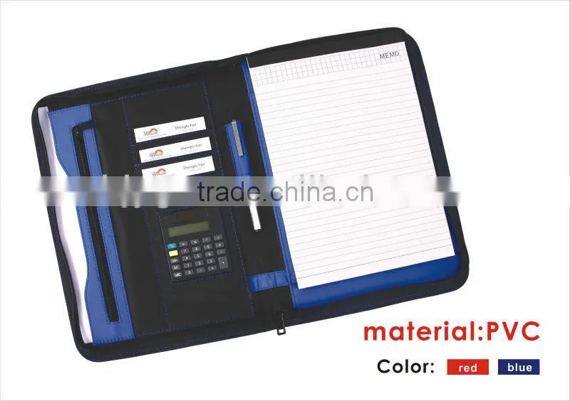 34*25cm with Calulator Red / Blue Color PVC Agenda/Notebook.