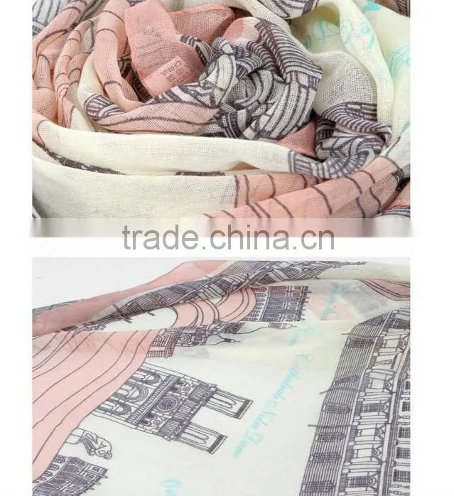 European style scarf,Eiffel tower printing scarf,vintage design fashion scarf